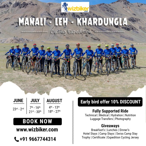 Manali-Leh Khardungla Cycling Expedition 10D 9N  ( Early Bird Offer till 10th june )